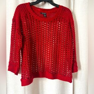 DKNY red mesh crop sweater
